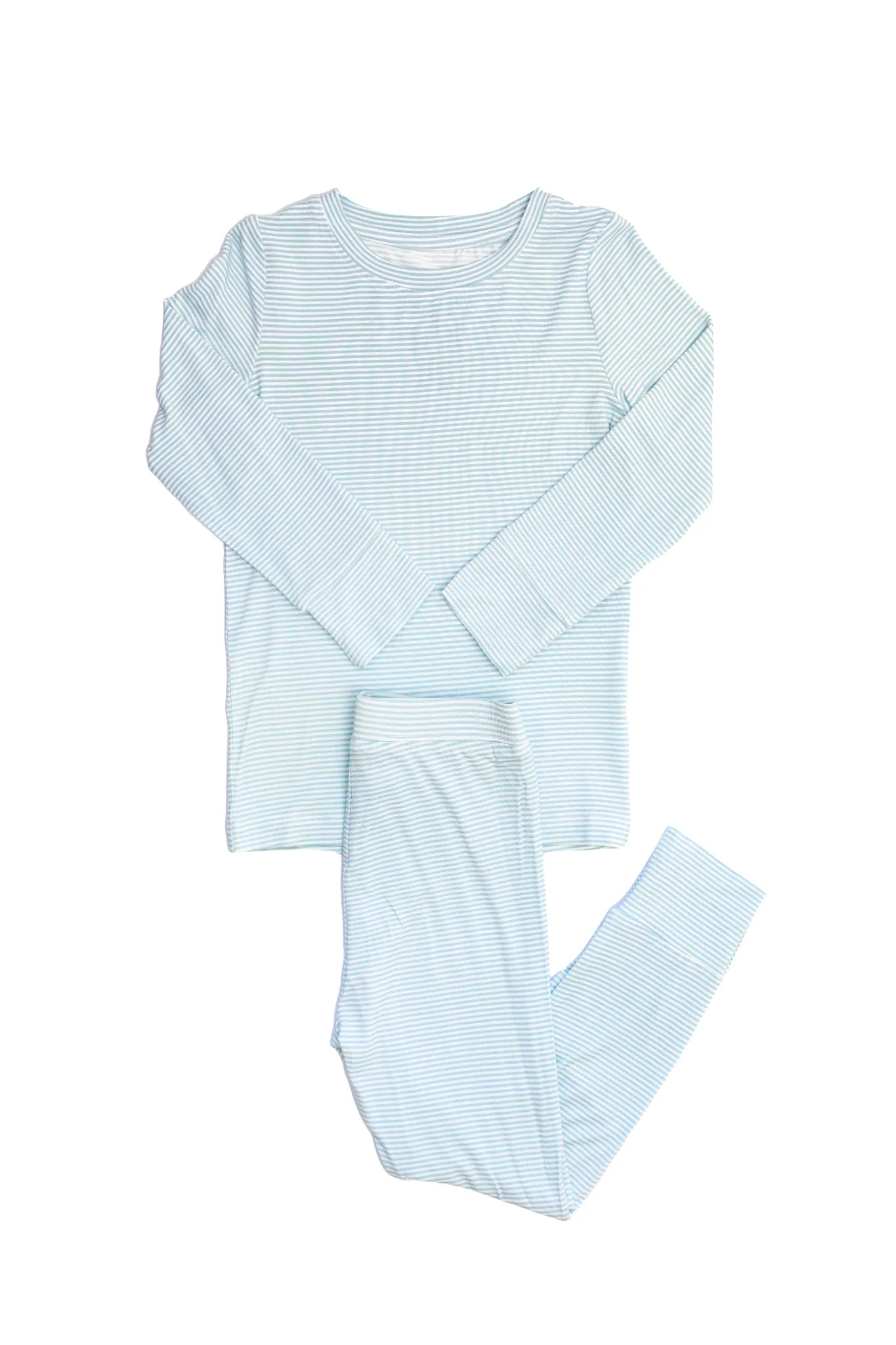 Mini Stripe 2 Piece Pajama Set- Dusty Blue