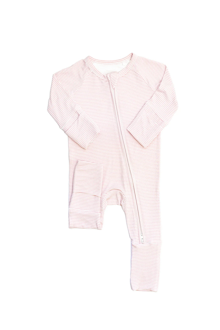 Mini Stripe Sleep Romper - Pink