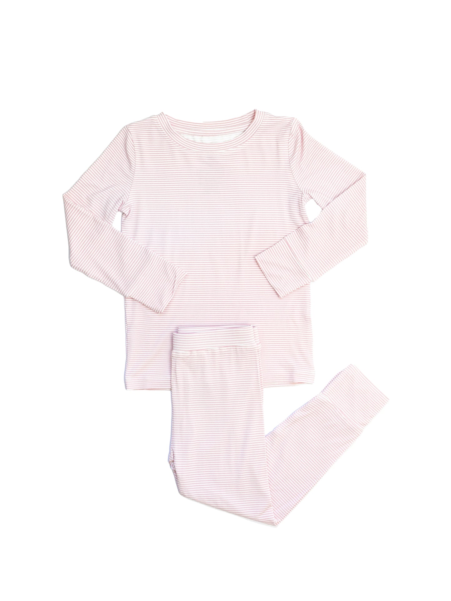 Mini Stripe 2 Piece Pajama Set- Pink