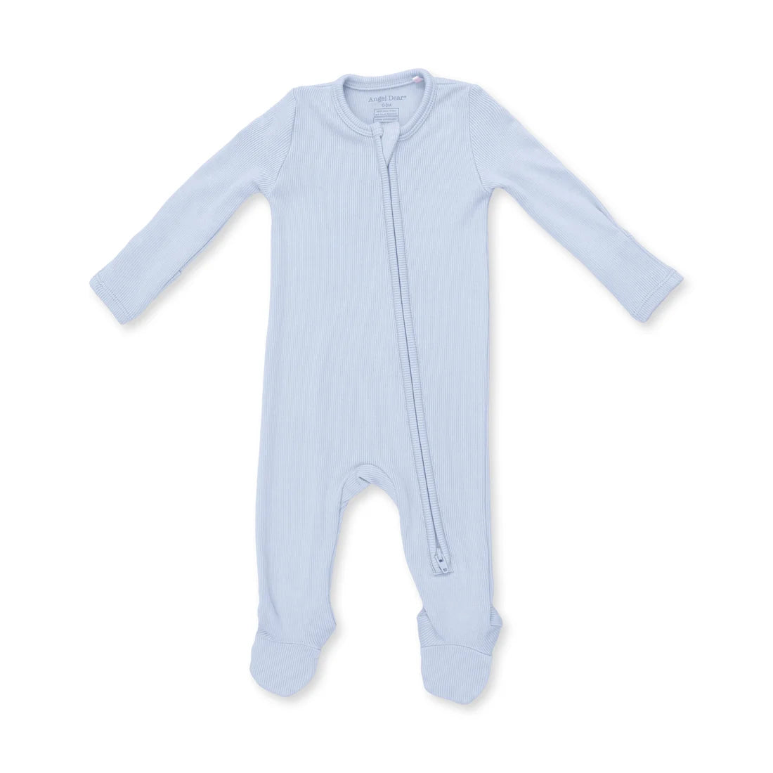 Solid Sheer Blue Rib 2 Way Zipper Footie