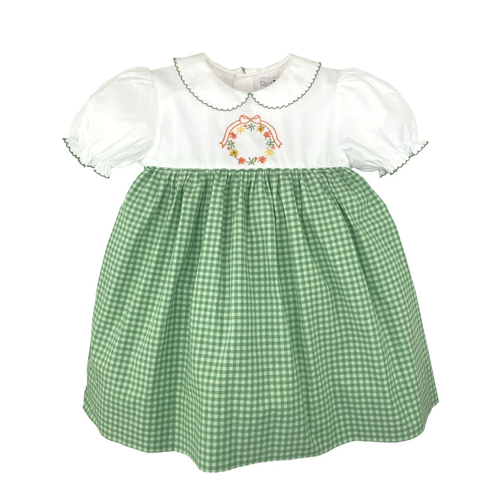 Fall Wreath Hand Embroidered Dress