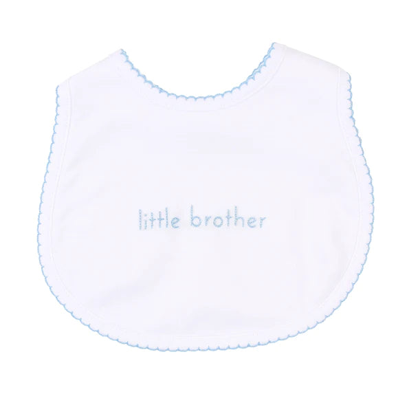 Little Brother Blue Embroidered Bib