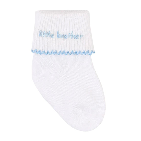 Little Brother Blue Embroidered Socks