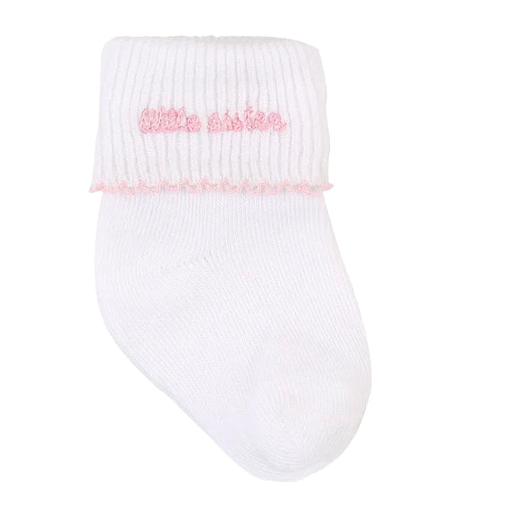 Little Sister Pink Embroidered Socks