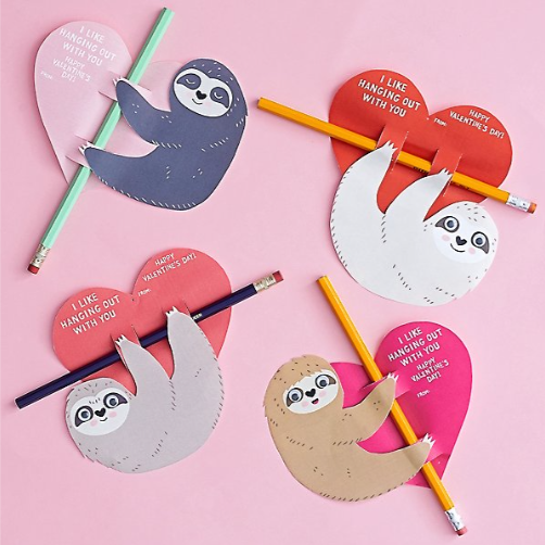 Sloth Pencil Valentine Card Kit