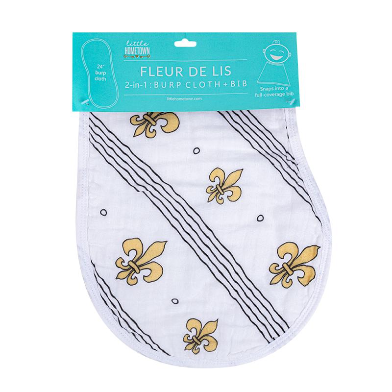 2-in-1 Burp Cloth and Bib: Fleur de Lis