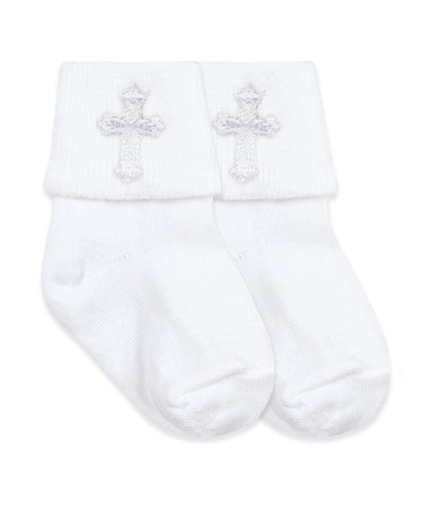 Smooth Toe Christening Turn Cuff Socks