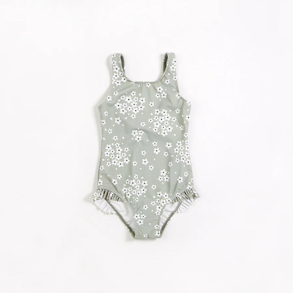 Flowers on Sage One-Piece Swimsuit
