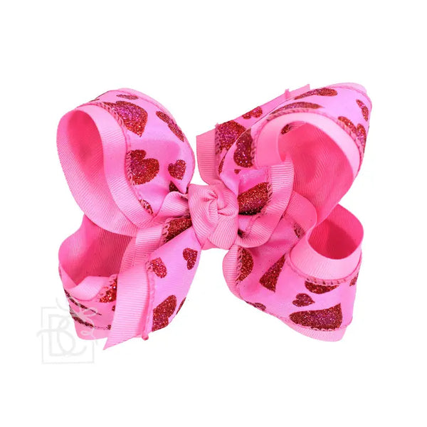 Extra Large Heart Glitter Metallic Bow