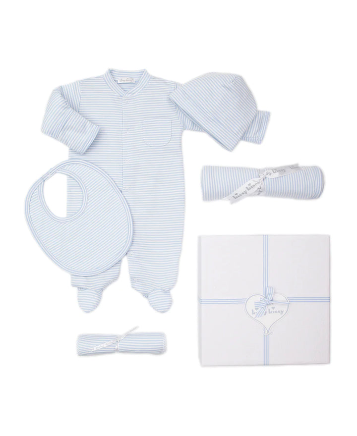 Simple Stripes Newborn Blue 5PC Gift Set w/ Gift Box