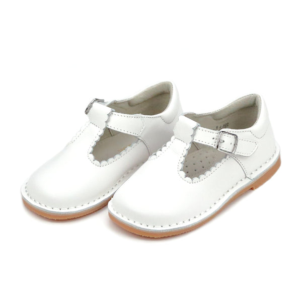 Selina Scalloped T-Strap Mary Jane White