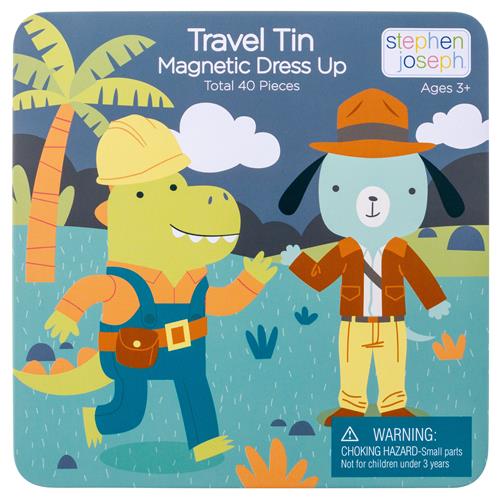 Travel Tin Magnetic Dress up - Dino & Dog by Stephen Joseph