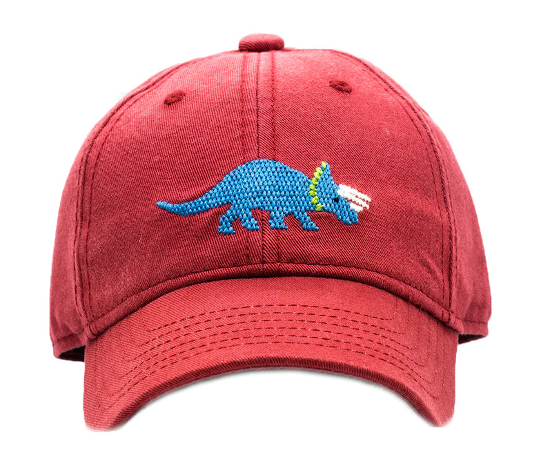 Kids Triceratops Baseball Hat - Weathered Red