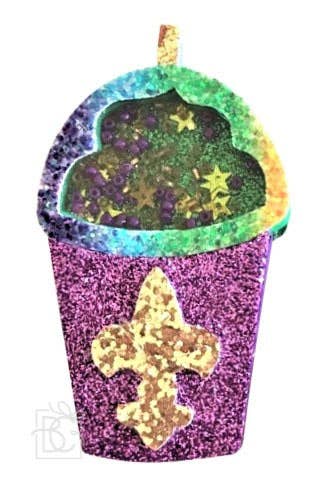 Glitter Snow Cone Mardi Gras Shaker on Clip