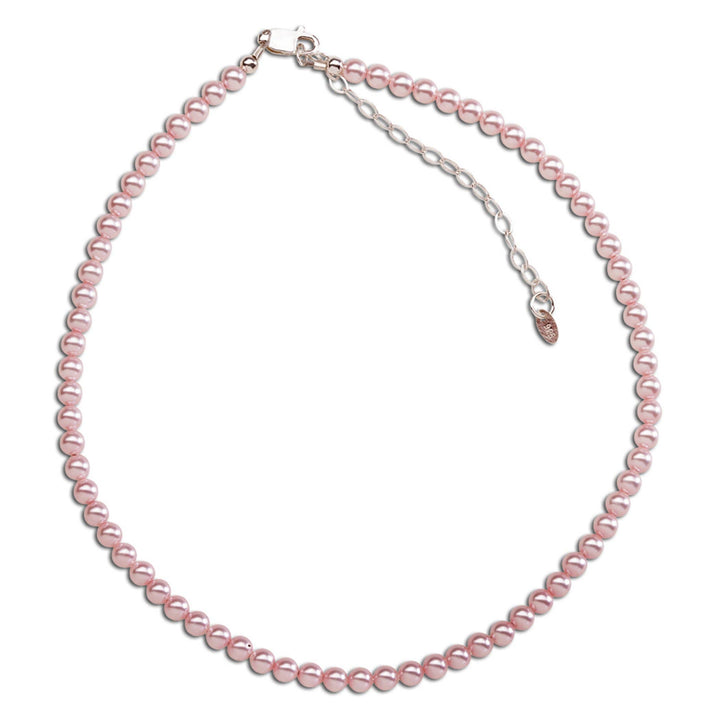 Sterling Silver Girls Pink Pearl Necklace for Kids -Jami