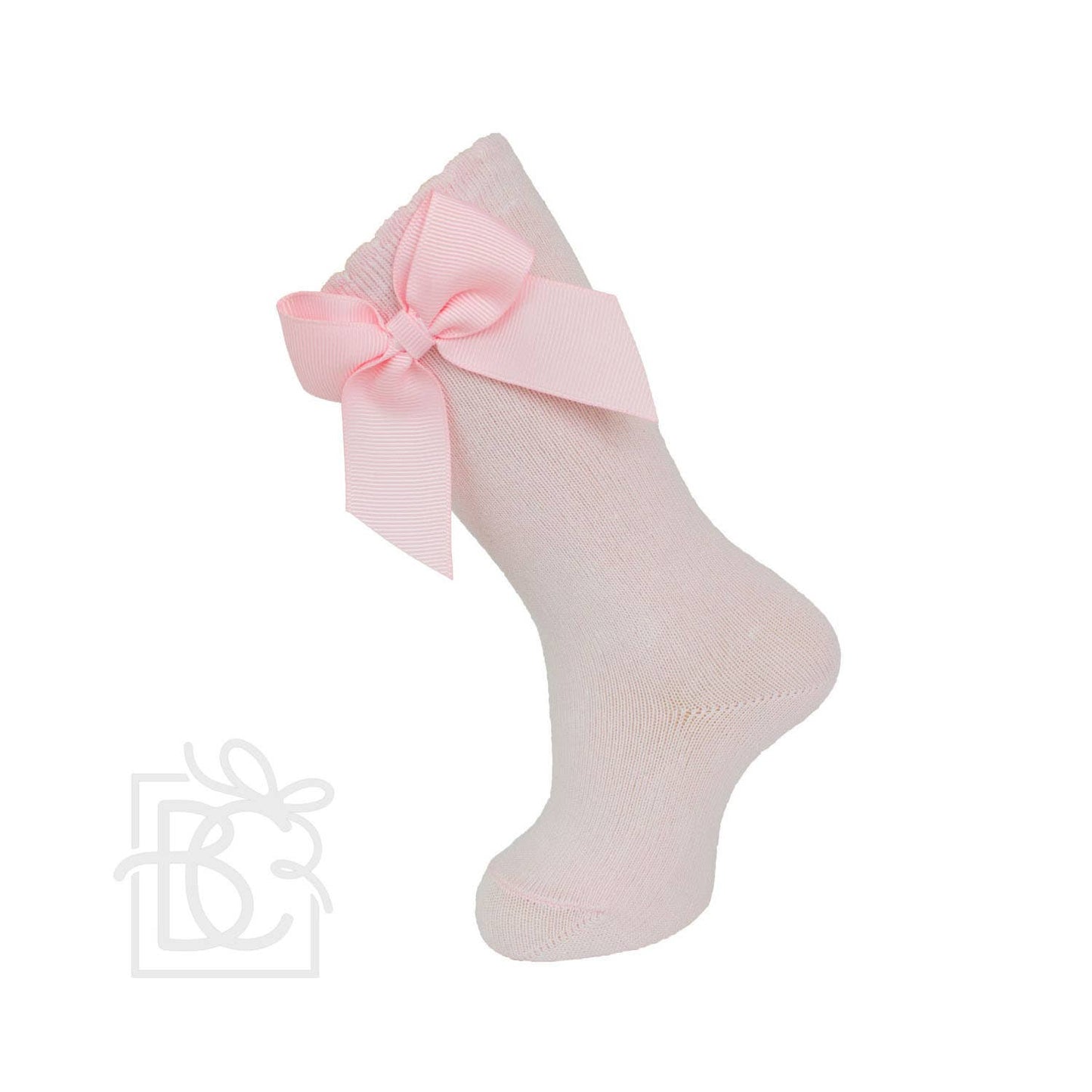 Pink Knee Socks With Gross Grain Side Bow