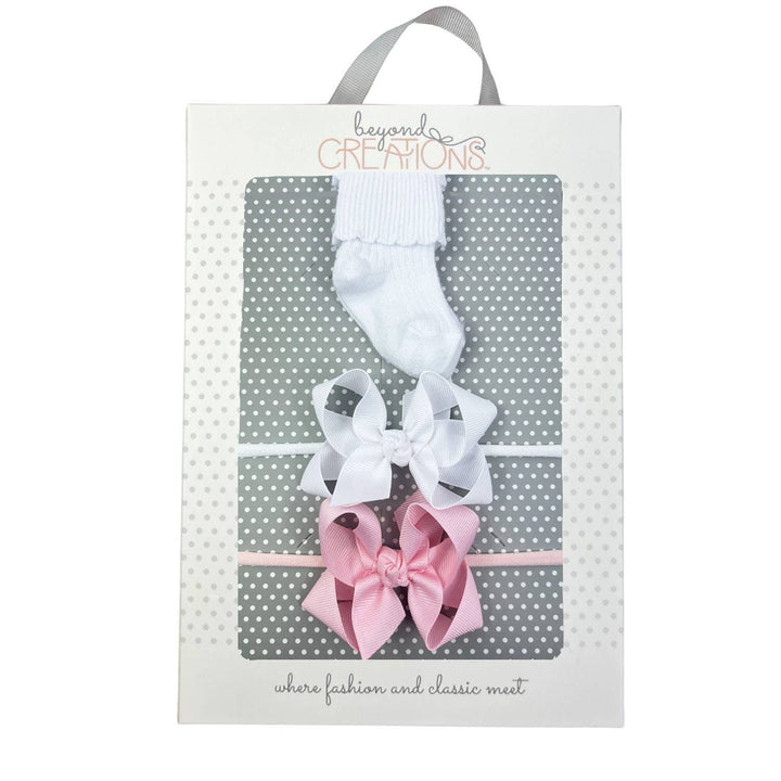 Gift Boxes: Sock w/ White & Light Pink Headband Gift Box