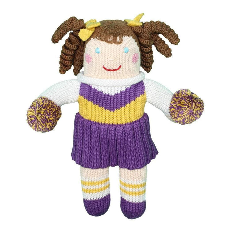 Cheerleader Knit Doll - Purple & Gold 7"
