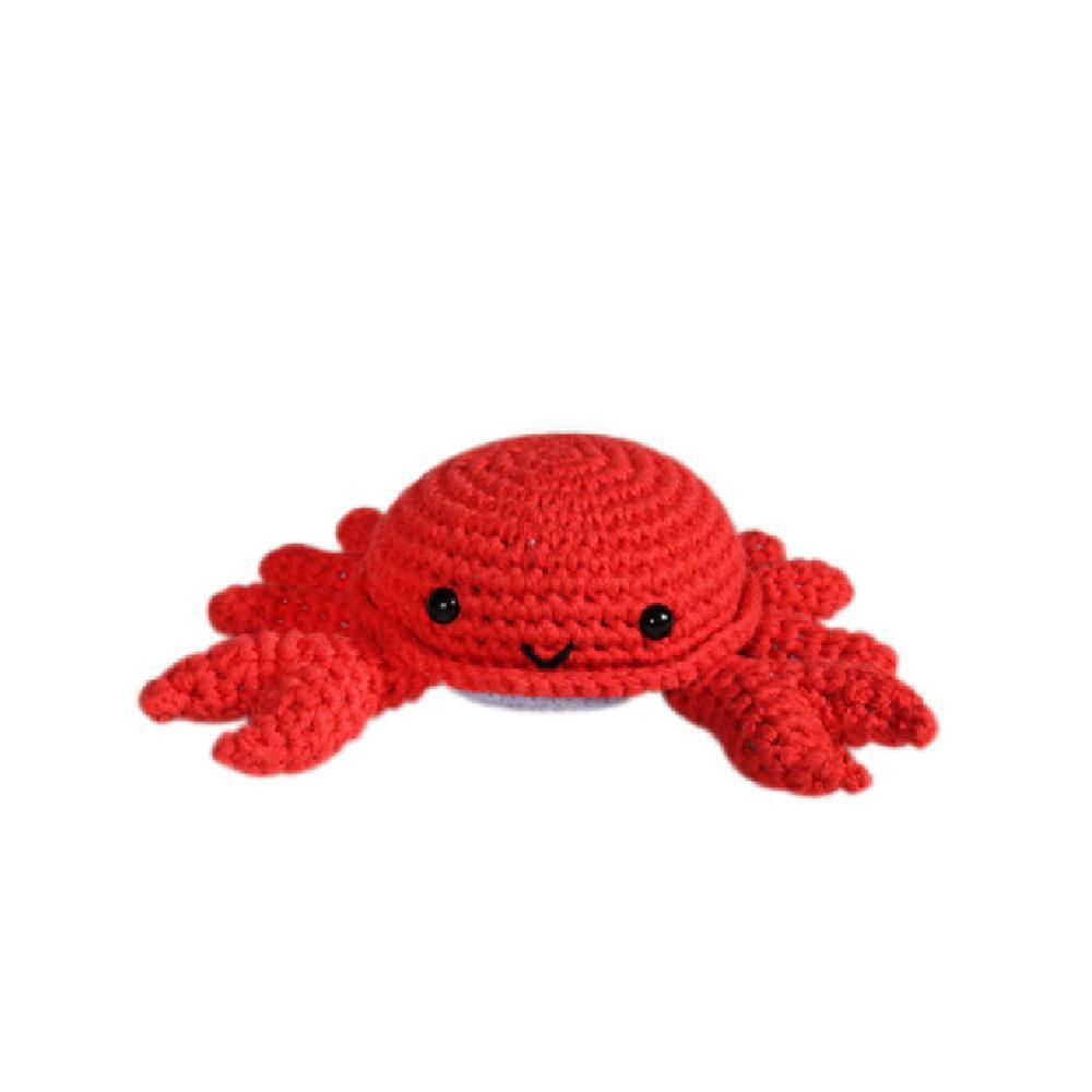 Crab Hand Crochet Rattle in Red