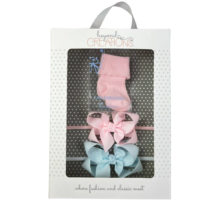 Gift Boxes: Sock w/ Powder Pink & Blue Gift Box