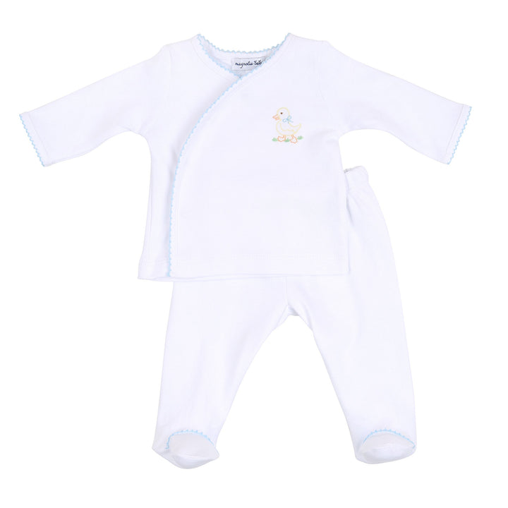 Little Quacker Embroidered Blue Footed Pant Set