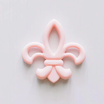 Fleur De Lis Silicone Teether in Pink