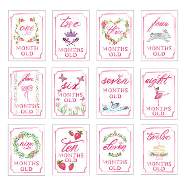 Pink Monthly Milestone Card Set