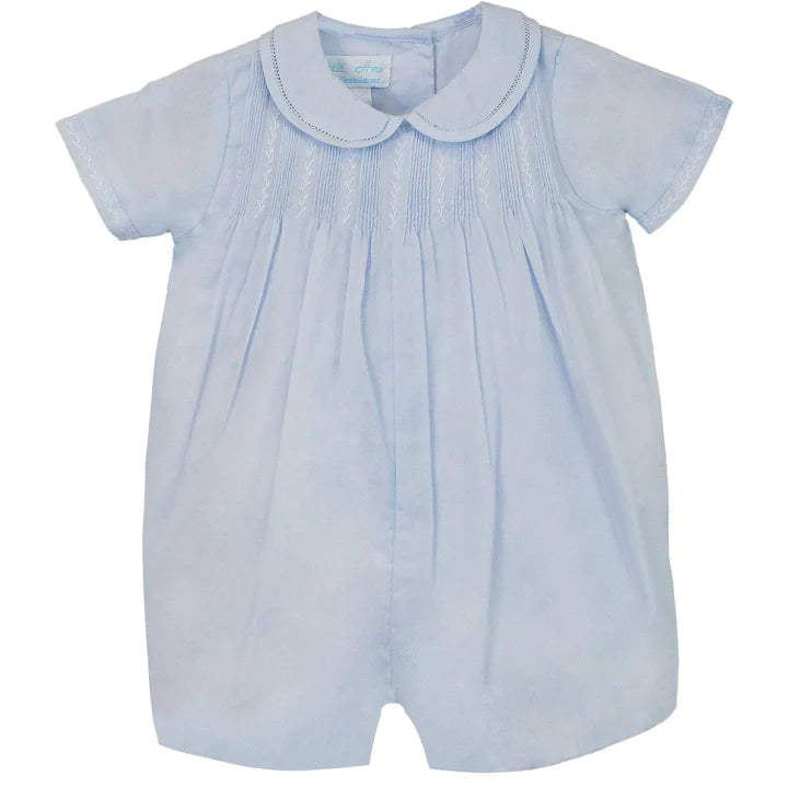 Blue Romper with Pintucks