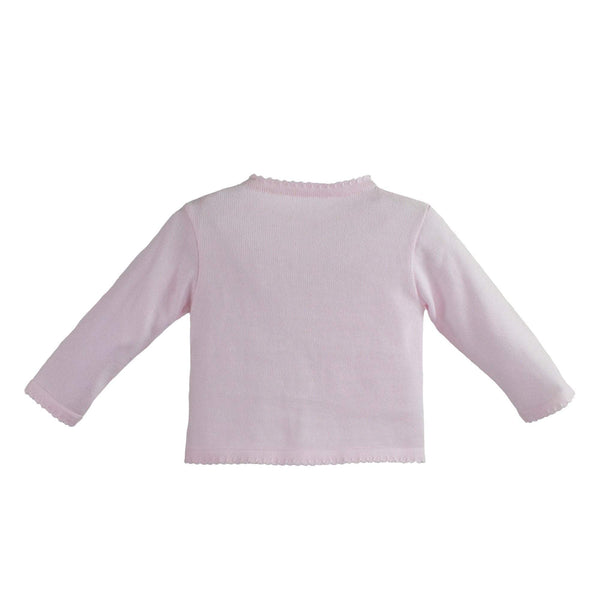 Pink Scalloped Edge Cardigan Sweater