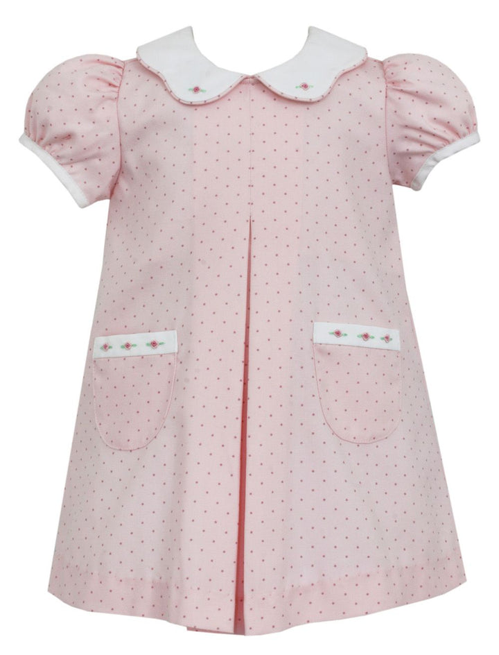 Petit Bebe Pink Dot Pleat Dress