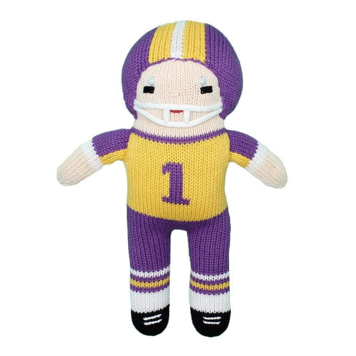 Football Player Knit Doll - Purple & Gold 12"